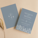 Dusty Blue Minimalist Wildflower Wedding Monogram Invitation<br><div class="desc">Dusty Blue Minimalist Wildflower Wedding Monogram Invitation. Easily personalise by replacing each info. Make sure to check the preview before adding to cart.</div>