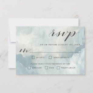 Dusty Blue Modern Abstract RSVP with Entrees Card