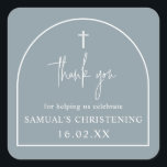 Dusty Blue Modern Arch Minimalist Christening Square Sticker<br><div class="desc">Can be fully customised to suit your needs. © Gorjo Designs. Made for you via the Zazzle platform. // Looking for matching items? Other stationery from the set available in the ‘collections’ section of my store. // Need help customising your design? Got other ideas? Feel free to contact me (Zoe)...</div>
