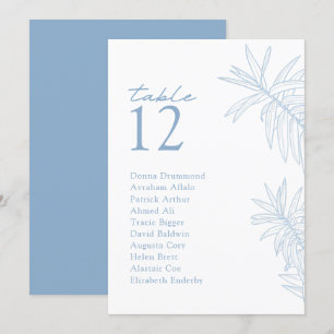 Dusty Blue Modern Botanical Table Seating Card
