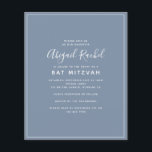 Dusty Blue Modern Budget Bat Mitzvah Invitation<br><div class="desc">A simple modern Bat Mitzvah invitation **PLEASE READ BEFORE PURCHASING** Our Petite range of budget stationery measures 4.5" x 5.6" and fits inside an A6 envelope, which are available in all sorts of colours at your local stationery store or you can add white ones to your order before you checkout....</div>