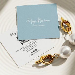 DUSTY BLUE  Modern CHIC Minimal QR Code  Square Business Card