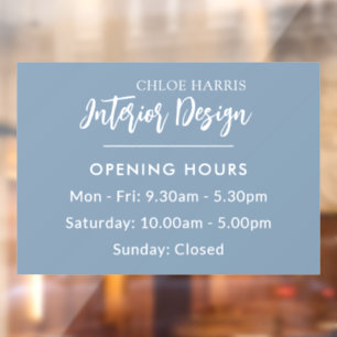 Dusty Blue Modern Elegant Business Opening Hours