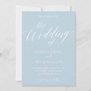 Dusty Blue Modern Elegant Calligraphy Wedding Inv Invitation