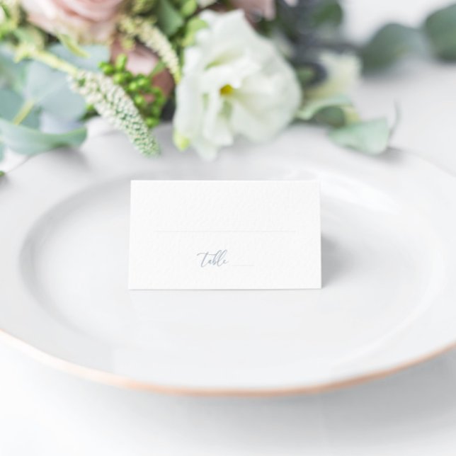 Dusty Blue Modern Elegant Wedding Blank Place Card (Creator Uploaded)