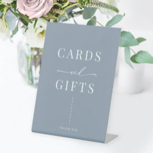 Dusty Blue Modern Elegant Wedding Cards & Gifts Pedestal Sign