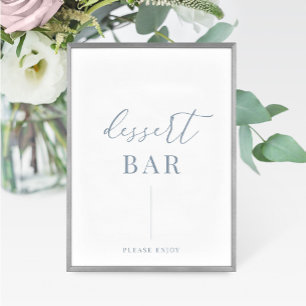 Dusty Blue Modern Elegant Wedding Dessert Bar Sign