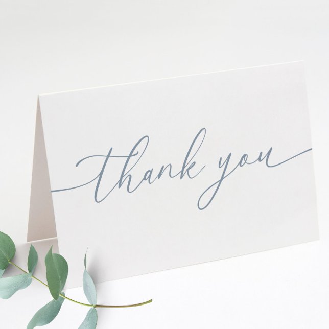 Dusty Blue Modern Elegant Wedding Folded Thank You Card (Creator Uploaded)