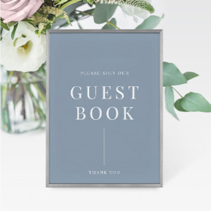 Dusty Blue Modern Elegant Wedding Guestbook Sign