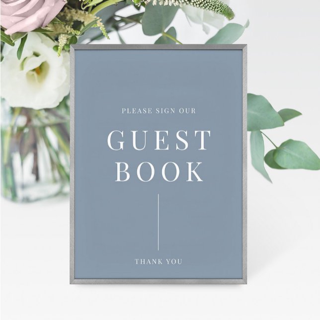 Dusty Blue Modern Elegant Wedding Guestbook Sign (Creator Uploaded)
