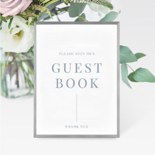 Dusty Blue Modern Elegant Wedding Guestbook Sign