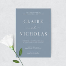 Dusty Blue Modern Elegant Wedding Invitation