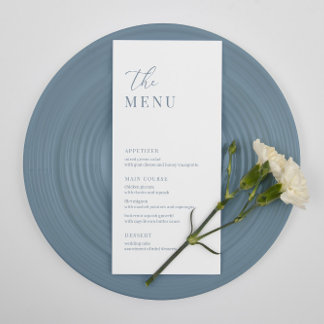 Dusty Blue Modern Elegant Wedding Reception Menu