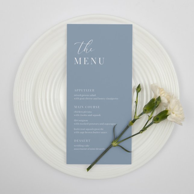 Dusty Blue Modern Elegant Wedding Reception Menu (Creator Uploaded)