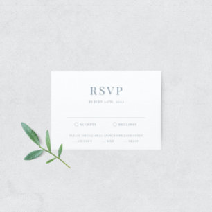 Dusty Blue Modern Elegant Wedding RSVP Card