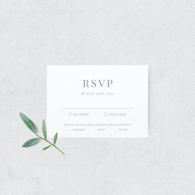Dusty Blue Modern Elegant Wedding RSVP Card (Creator Uploaded)