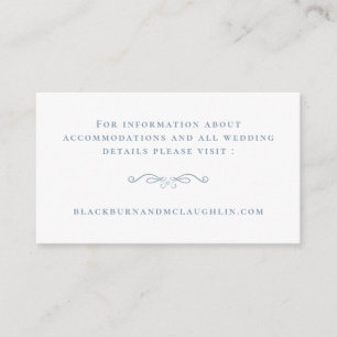 Dusty Blue Modern Elegant Wedding Website Details Enclosure Card