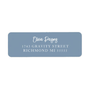 Dusty Blue Modern Elegantly Hand Lettered Script Return Address Label