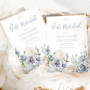 Dusty Blue Modern Floral Vow Renewal Invitation