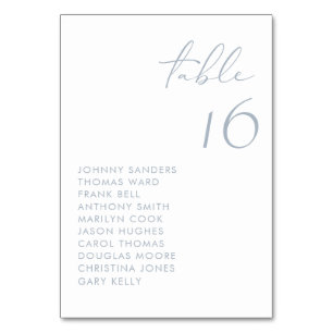 Dusty Blue Modern Handwritten Script Wedding Table Number