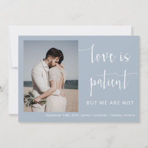 Dusty Blue Modern Minimal Script Photo Elopement Invitation