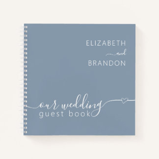 Dusty Blue Modern Minimal Wedding Guest Book