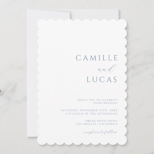 Dusty Blue Modern Minimal Wedding Invitation (Front)