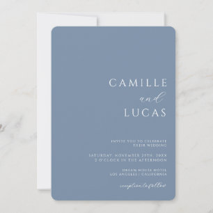Dusty Blue Modern Minimal Wedding Invitation