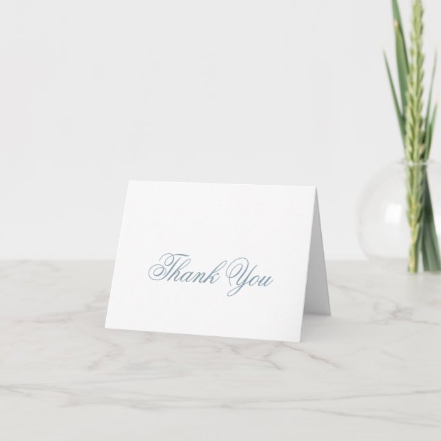 Dusty Blue Modern Minimalist Thank You Card (Front)