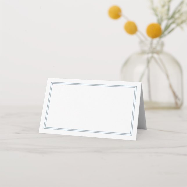 Dusty Blue Modern Minimalist Wedding Blank Place Card (Front)