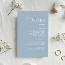 Dusty Blue Modern Minimalist Wedding Details Card