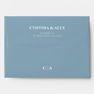 Dusty Blue Modern Minimalist Wedding  Envelope