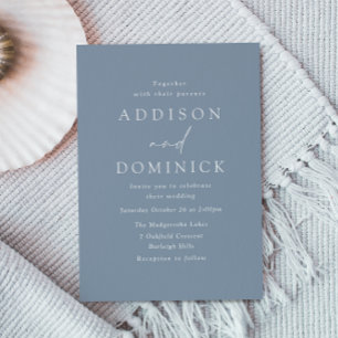 Dusty Blue Modern Minimalist Wedding Invitation