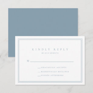 Dusty Blue Modern Minimalist Wedding RSVP Card