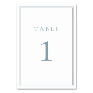Dusty Blue Modern Minimalist Wedding Table Number