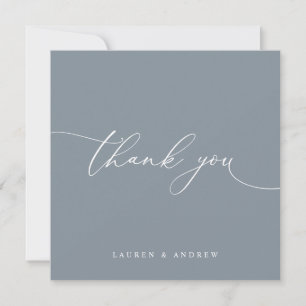 Dusty Blue Modern Minimalist Wedding Thank You Card