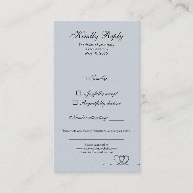 Dusty Blue Modern Mix and Match Wedding RSVP Card (Front)