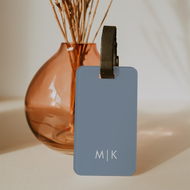 Dusty Blue | Modern Monogram Luggage Tag (Creator Uploaded)