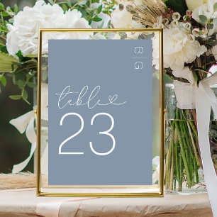 Dusty Blue Modern Monogram Wedding Table Number