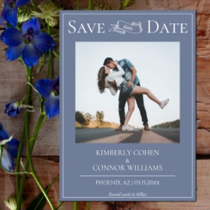 Dusty Blue Modern Photo Save the Date