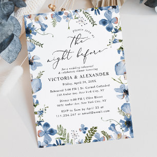 Dusty Blue Modern Rehearsal Dinner  Invitation