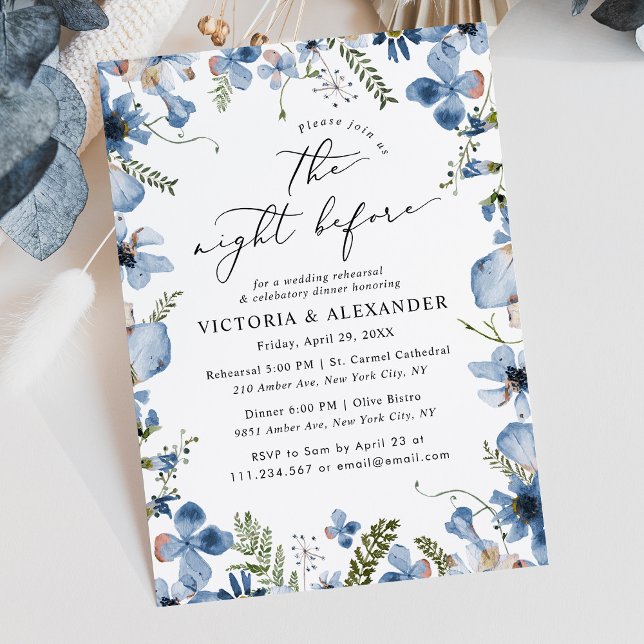 Dusty Blue Modern Rehearsal Dinner  Invitation (Creator Uploaded)