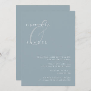 Dusty Blue Modern Rehearsal Dinner Invitation