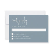 Dusty Blue Modern RSVP Card