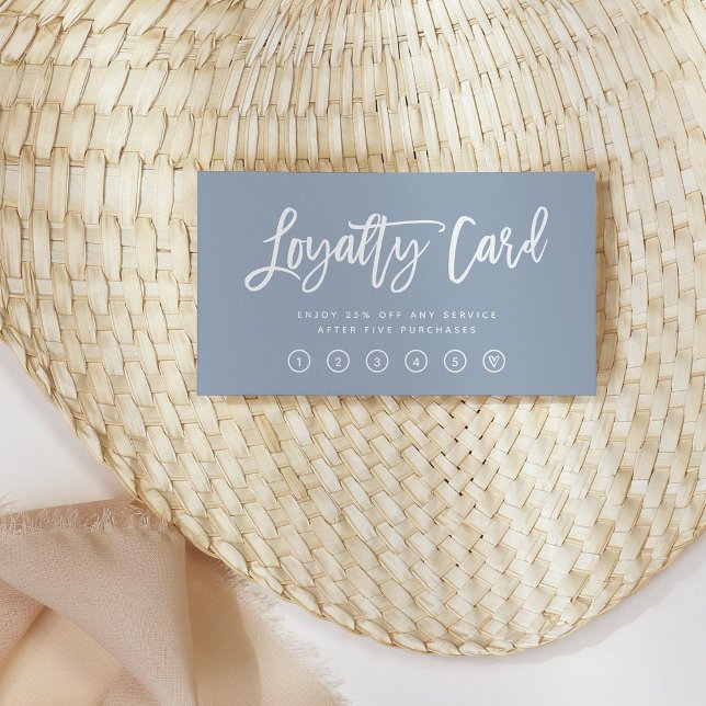 Dusty Blue Modern Script Loyalty Card (Creator Uploaded)