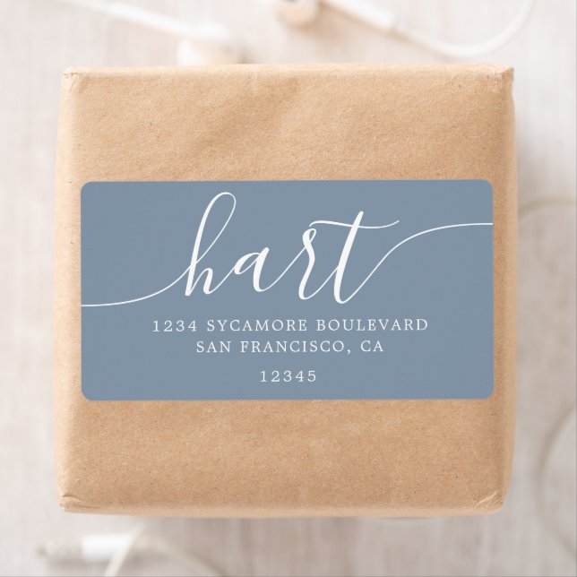 Dusty Blue Modern Script Return Address (Insitu)