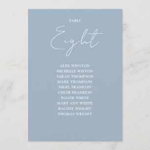Dusty Blue Modern Seating Chart Table Number