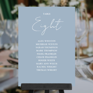 Dusty Blue Modern Seating Chart Table Number