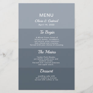 Dusty blue modern Stylish Elegant wedding menu