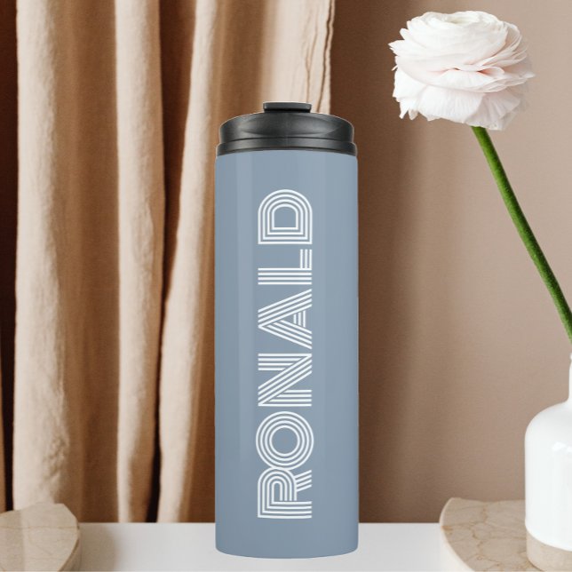 Dusty Blue Modern Typography Personalised Name Thermal Tumbler (In Situ)
